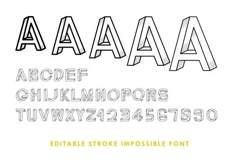 Impossible font has shadow texture. The contains 36 characters uppercase and  Stock Illustration