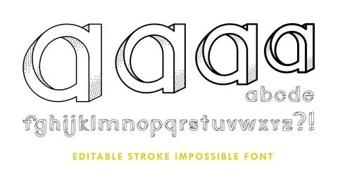 Impossible font has shadow texture. The contains 28 characters with editable  Stock Illustration
