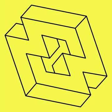 Impossible form. Optical illusion object. Sacred geometry. Op art. Stock Illustration
