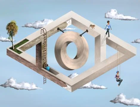 Impossible geometric architecture Illustrazione stock