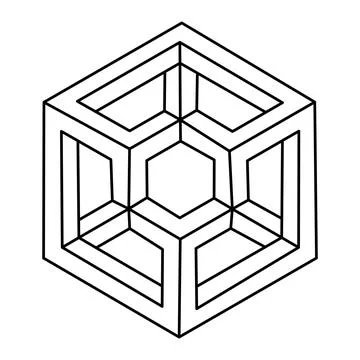 Impossible geometric figure. Optical illusion cube. Isometric object. Stock Illustration