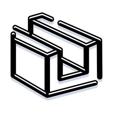 Impossible geometric object creating optical illusion Ilustração Stock