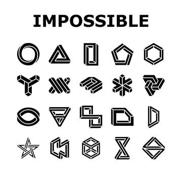 Impossible geometric shape icons set vector Stock Illustration