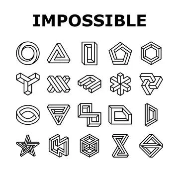 Impossible geometric shape icons set vector Stock Illustration