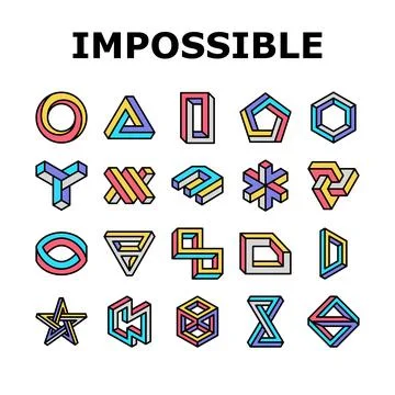 Impossible geometric shape icons set vector Stock Illustration