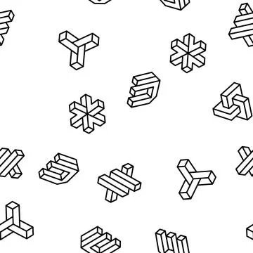 Impossible geometric shape vector seamless pattern Stock Illustration