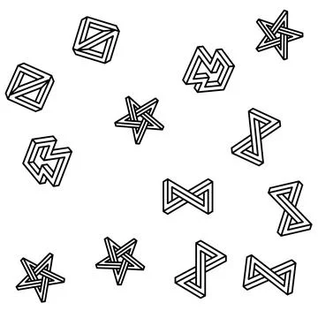 Impossible geometric shape vector seamless pattern Stock Illustration