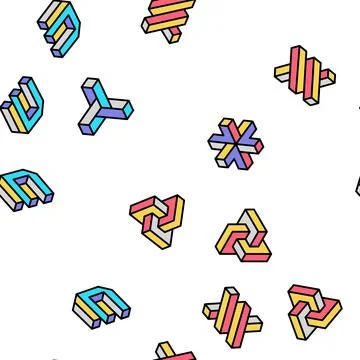 Impossible geometric shape vector seamless pattern Stock Illustration