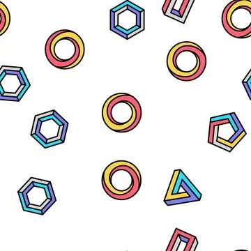 Impossible geometric shape vector seamless pattern Stock Illustration