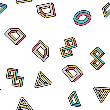 Impossible geometric shape vector seamless pattern 스톡 일러스트