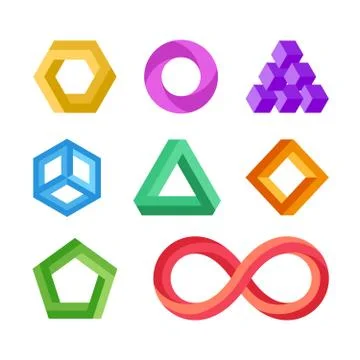 Impossible geometric shapes vector set Illustration