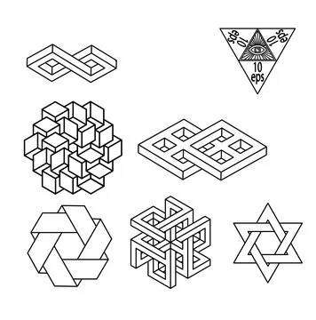 Impossible geometry symbols vector set. Stock Illustration