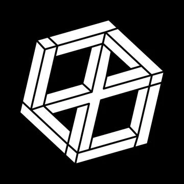 Impossible hexagon. Geometry. Escher paradox. Line design. Impossible shapes Ilustração Stock