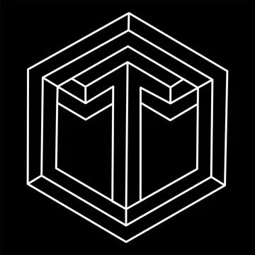 Impossible hexagon. Line design. Impossible shape. Optical illusion object Stock Illustration