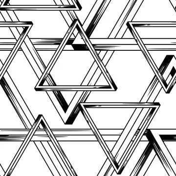 Impossible infinite triangles seamless pattern. Stock Illustration