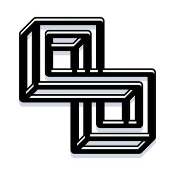 Impossible object abstract shape creating optical illusion 스톡 일러스트