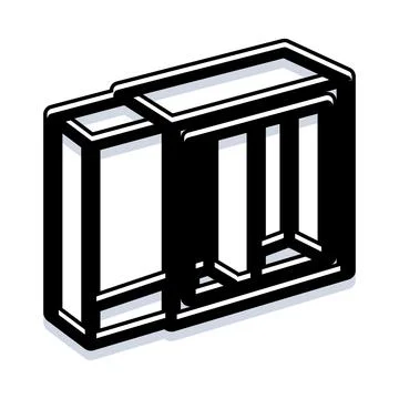 Impossible object creating optical illusion paradox geometry 库存插图