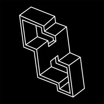 Impossible object. Escher style. Line geometric shape. Optical illusion figure. Stock Illustration