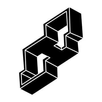 Impossible object. Geometric shape. Optical illusion figure. Optical art. Stock Illustration