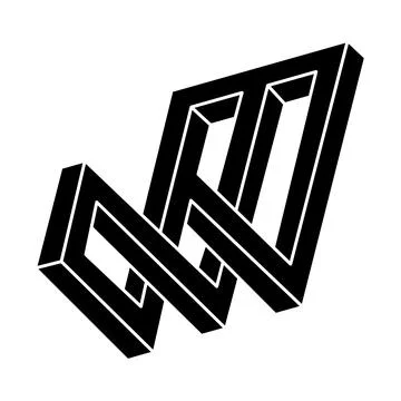 Impossible object. Geometric shape. Optical illusion figure. Stock Illustration