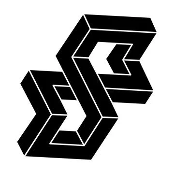 Impossible object. Geometric shape. Optical illusion figure. Optical art. Stock Illustration