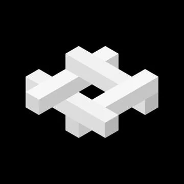 Impossible object. Isolated on black. 3d Vector illustration.Isometric view. 스톡 일러스트