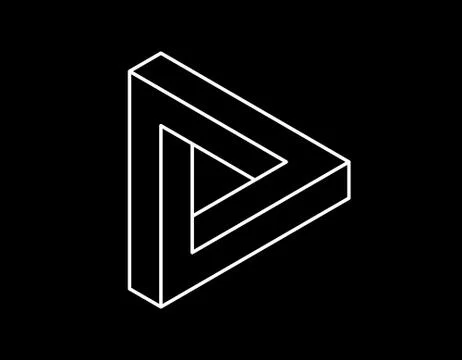 Impossible object. Isolated on black background. Vector outline illustration. 库存插图