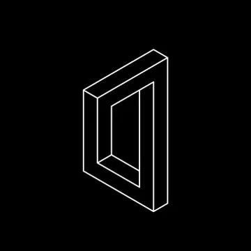 Impossible object. Isolated on black background. Vector outline illustration. 스톡 일러스트