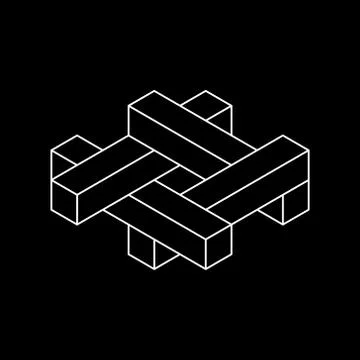 Impossible object. Isolated on black. Vector outline illustration.Isometric v Stock Illustration