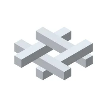 Impossible object. Isolated on white. 3d Vector illustration.Isometric view. Stock Illustration