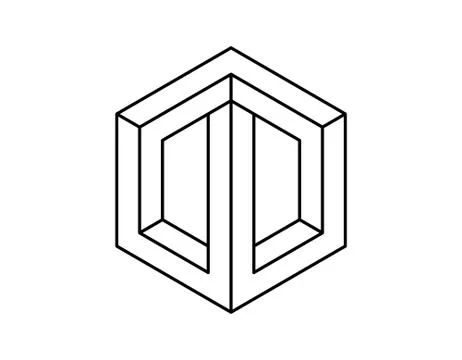 Impossible object. Isolated on white background. Vector outline illustration. Stock Illustration