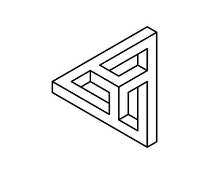 Impossible object. Isolated on white background. Vector outline illustration. Stock Illustration
