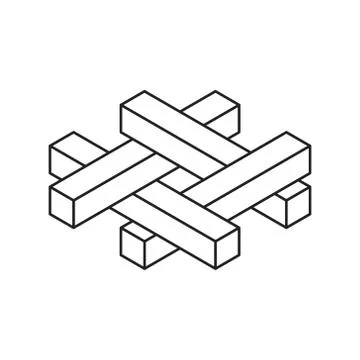 Impossible object. Isolated on white. Vector outline illustration.Isometric v Stock Illustration