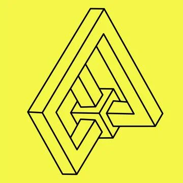 Impossible object. Isolated on a yellow background. Optical illusion. Stock Illustration