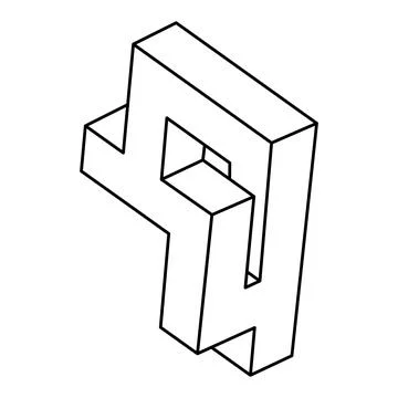 Impossible object. Line design. Impossible shape. Optical illusion. Op art. Stock Illustration