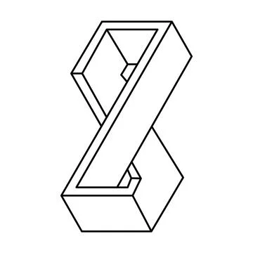 Impossible object. Line geometric shape. Optical illusion figure. Op art. Illustrazione stock