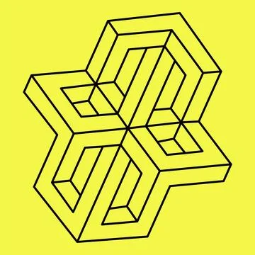 Impossible object, line geometric shape. Optical illusion. Op art. Stock Illustration