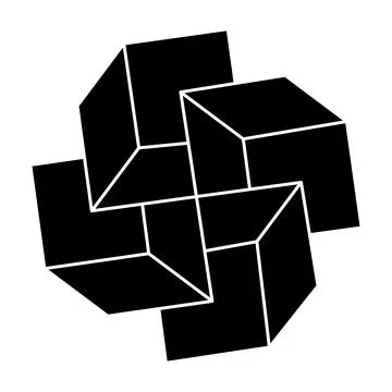 Impossible object. Line geometric shape. Optical illusion figure. Illustrazione stock