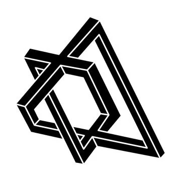 Impossible object. Line geometric shape. Optical illusion figure. Stock Illustration