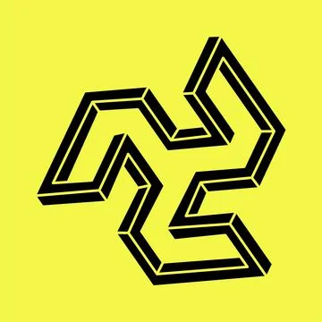Impossible object. Line geometric shapes. Optical illusion figures. Escher style Stock Illustration