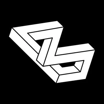 Impossible object. Line geometric shapes. Optical illusion figures. Escher style Stock Illustration