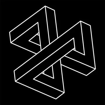 Impossible object. Line geometric shapes. Sacred geometry. Optical illusion Stock Illustration