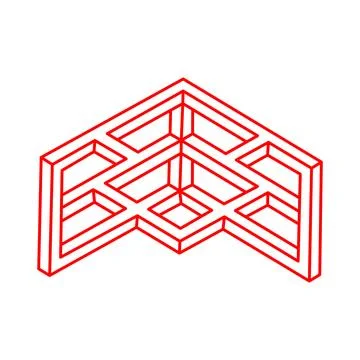 Impossible object. Logo. Optical illusion shape. 3d illustration. Geometric Stock Illustration