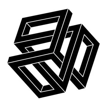 Impossible object. Optical art. Unreal geometric shape. Optical illusion figure Stock Illustration