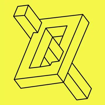 Impossible object. Optical illusion. 3d vector illustration. Line art. Op art. Stock Illustration