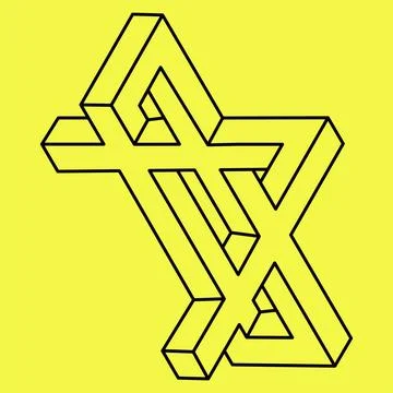 Impossible object. Optical illusion. 3d illustration. Line art. Optical art. Stock Illustration