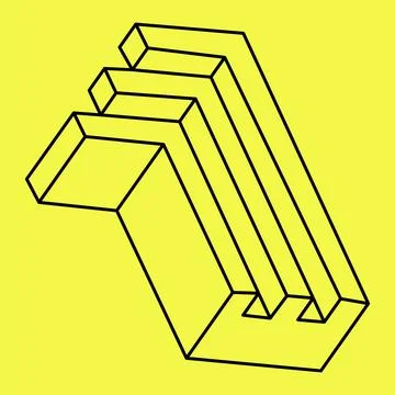 Impossible object. Optical illusion. 3d illustration. Optical art. Line art. Stock Illustration