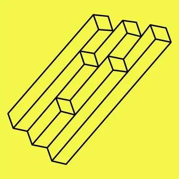Impossible object. Optical illusion. 3d illustration. Op art. Stock Illustration