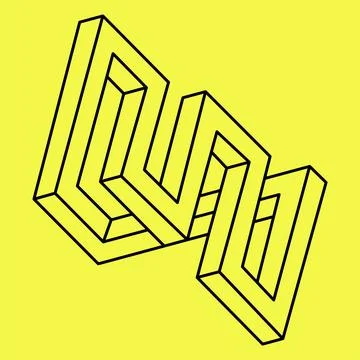 Impossible object. Optical illusion. 3d illustration. Line art. Stock Illustration