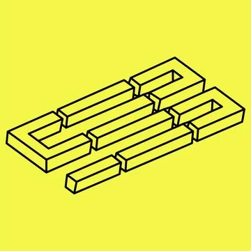 Impossible object. Optical illusion figure. 3d illustration. Geometric shapes. Stock Illustration